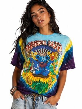 Liquid Blue Grateful Dead Guru Inspiration Bear Tie Dye T Shirt Medium M